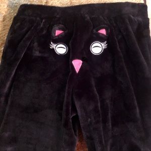 Soft Black Cuffed Pants with Animal Face on Back